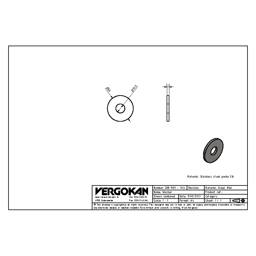 COMMERCIAL I6CRO10 (DIN 9021 - 10,5)